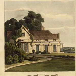 Plan and elevation of a Regency vicarage house, 1816 (engraving)