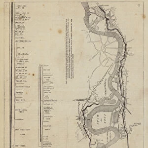 Plan and Sections of the Great Metropolitan Sewage Drains, North and South of the Thames (engraving)
