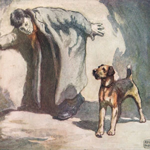 Police dog at work, illustration from Helpers Without Hands by Gladys Davidson, published in 1919 (colour litho)