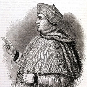 Portrait of Cardinal Thomas Wolsey (1473 - 1530) - in "Cassells illustrated history of England", vol. II, by William Howitt, 1857