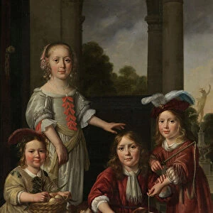 Portrait of four children (oil on canvas)