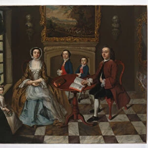 Portrait of a family in an interior, thought to be the Roubel family