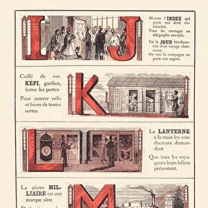 Railway Alphabet I J K L M, 1860 (illustration)