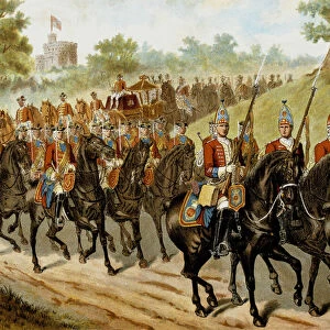 The Royal Escort (George II) in 1742 - in "Harpers Young People", 1889
