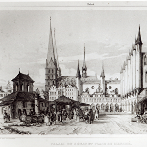 The Senate and Marketplace in Lubeck, illustration from