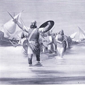 Sidonians landing at the site of Carthage (litho)
