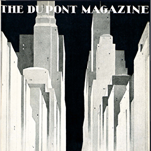 Skyscrapers, front cover of the DuPont Magazine, April 1929 (litho)