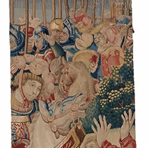 Tapestry fragment depicting soldiers, Franco-Flemish, made in early 16th century (wool)