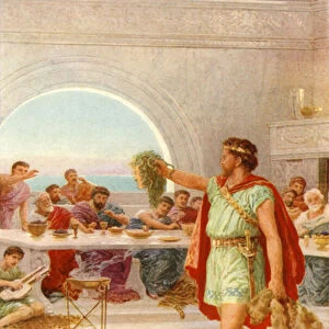 "Then Perseus held aloft the Gorgons head"(colour litho)