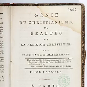 Title page of the Genie du Christianisme ou Beautes de la Religion Chretienne