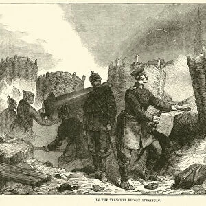 In the trenches before Strasburg, September 1870 (engraving)
