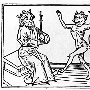 The trial of Belial: "The demon Belial dances before Judge Solomon"