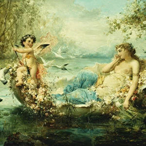 Venus and Cupid, (oil on panel)