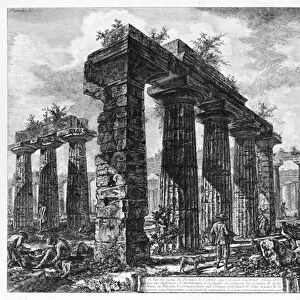 View of the Temples of Paestum (litho)