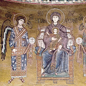 The Virgin and Child enthroned between two angels, from the apse (mosaic)