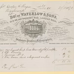 Bill from Waterlow and Sons, 66-68 Carpenters Hall, London Wall, stationers (engraving)