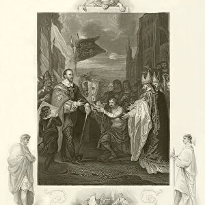 William I receiving the crown of England (engraving)