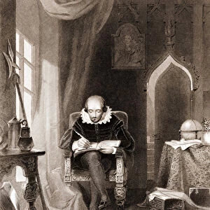 William Shakespeare (1564 - 1616) in his office