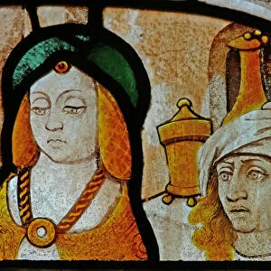 Window depicting Herodias receiving Saint John the Baptists head (stained glass)