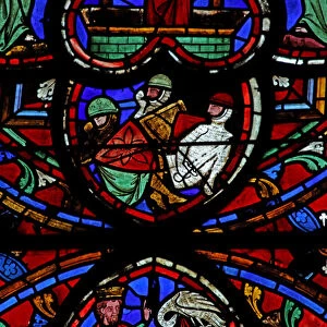 Window w0 depicting the Resurrection - the sleeping soldiers (stained glass)