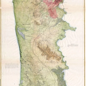 1869, U. S. C. S. Map of the San Francisco Peninsula, topography, cartography, geography