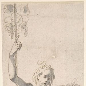 Female Figure Staff Cornucopia 17th century Pen
