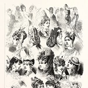 New Head-Dresses: Suggestions for the Coming Season, Engraving 1876, Uk, Britain