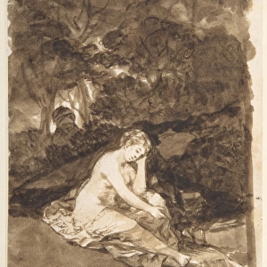Nude Woman Seated Beside Brook Summer? Images