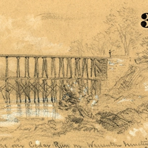 R. R. bridge over Cedar Run in Warrenton Junction, between 1860 and 1865, drawing