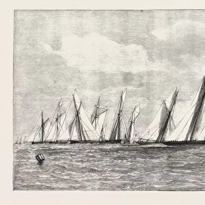 THE ROYAL THAMES YACHT CLUB CHANNEL MATCH, ENGRAVING 1876, UK, britain, british, europe
