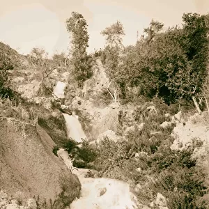 Stream flowing rocks plants 1898 Middle East
