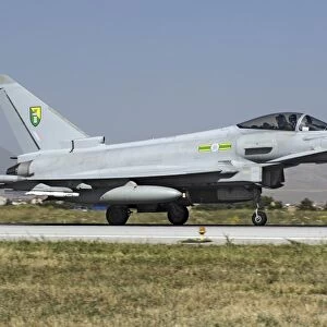 A Royal Air Force Typhoon FGR4 taxiing on the runway
