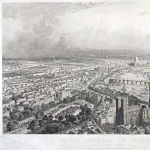 Aerial view of London, 1850. Artist: A Appert
