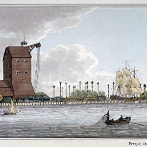 Brunswick Dock, Blackwall, London, 1801. Artist: Charles Tomkins