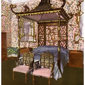 The Chippendale Chinese Bedroom, Badminton House, Gloucestershire, 1911-1912. Artist: Edwin Foley