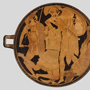 Cup with Achilles slaying Penthesilea. Red-figure pottery, ca 470-460 BC