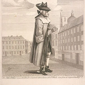 The Old Soldier remarkable for constant attendance at St Paul s, c1760. Artist