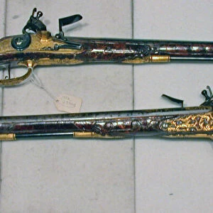 Pair of Flintlock Holster Pistols, Austria, c. 1720. Creator: Unknown