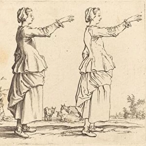 Peasant Woman, in Profile, Facing Right, with Arm Extended, 1617 and 1621