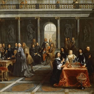 Queen Christina of Sweden, surrounded by his court. Artist: Dumesnil, Louis-Michel, the Younger (1680-1762)