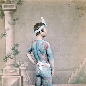 Tattooed Japanese groom (betto), Japan, 1882. Artist: Felice Beato