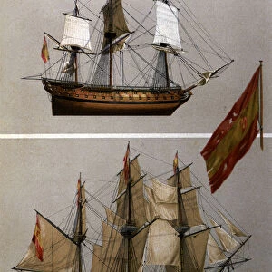 Vessels Rayo and Santa Ana with the insignia flag of Admiral Gravina, who took