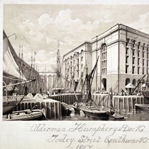 View of John Humphreys Dock and Hays Wharf, Tooley Street, Bermondsey, London, 1857
