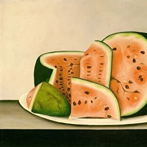 Watermelon on a Plate, mid 19th century. Creator: Unknown
