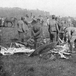 Wreckage of the aeroplane in which French pilot Adolphe Pegoud was killed in action, 1915