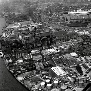 Aerial view of the B.P. oil refinery at Silvertown, East London
