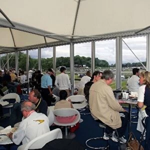 Formula BMW UK Championship: Guests and BMW Team members watch the action from the BMW hospitality area