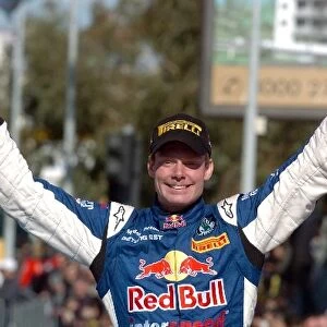 World Rally Championship: Patrik Sandell celebrates victory in the Production Championship