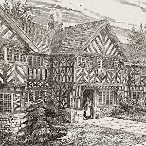16th Century Kenyon Peel Hall, Near Tyldesley, Manchester, England. From A Contemporary Print