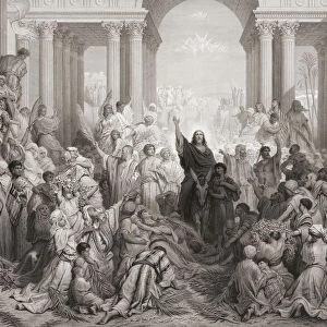 Christs Entry into Jerusalem. After a 19th century engraving by Frank Hunter Potter from a work by Gustave Dore